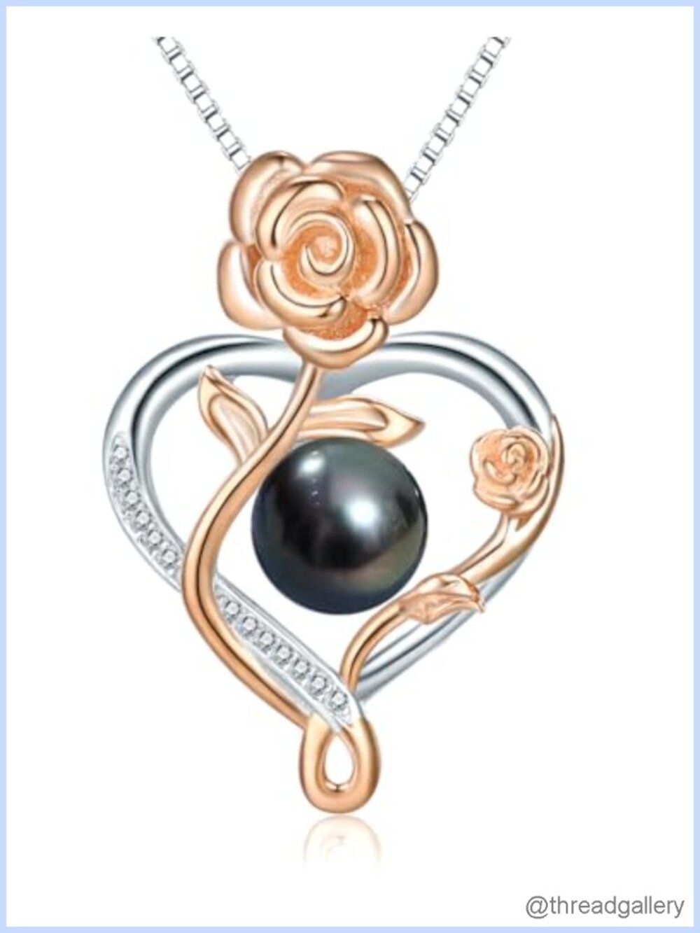 Tahitian Pearl Pendant Necklace S925 Sterling Silver Plated 18K Gold Gift